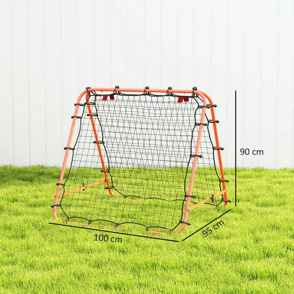 HOMCOM Double Sided Football Rebounder Net, Football Rebound Goal with Five Adjustable Angles, Orange - 2