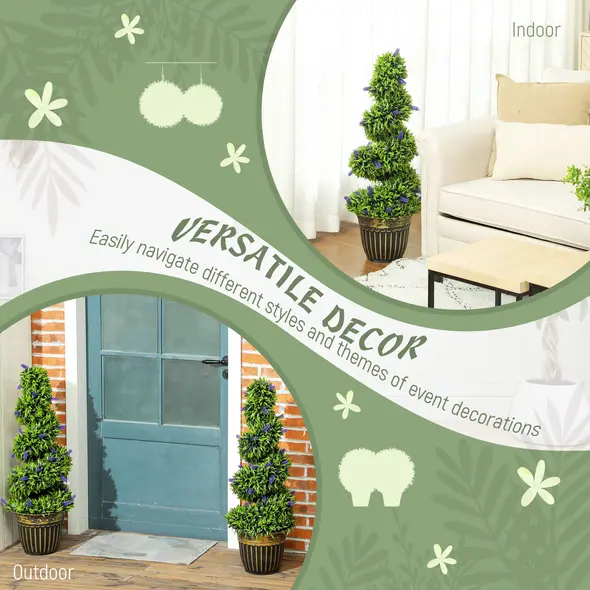 HOMCOM Set of Two 90cm Artificial Lavender Trees - 4