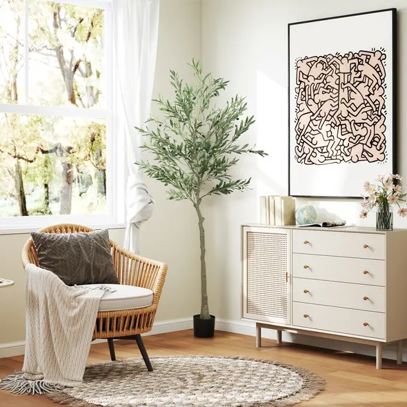 HOMCOM Silk Leaf Artificial Olive Trees - 8