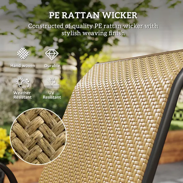 Outsunny Four-Piece Stacking Rattan Garden Seat Set - Khaki - 5