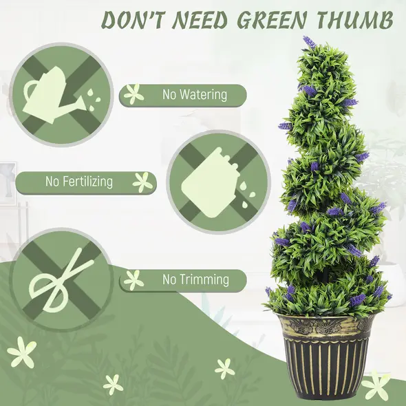 HOMCOM Set of Two 90cm Artificial Lavender Trees - 5