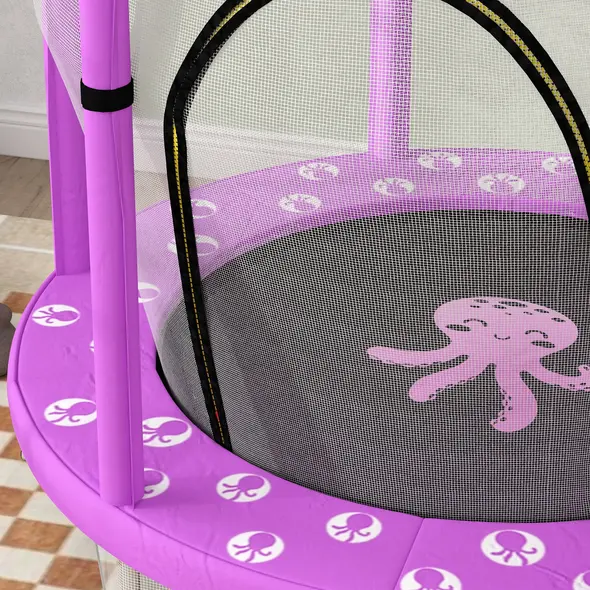 AIYAPLAY 4.6ft Toddler Trampoline w/ Safety Enclosure Net, for Indoor Outdoor Use, Ages 3-6 Years, Purple - 8