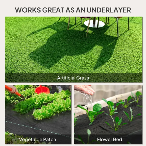 Outsunny 2m x 90m Weed Control Membrane, Heavy Duty Weed Control Barrier Fabric, 90gsm Ground Cover for Patios, Garden, Flower beds, Landscaping - 6