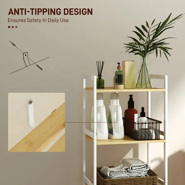 HOMCOM Three-Tier Bamboo Adjustable Shelf Storage Unit - 5