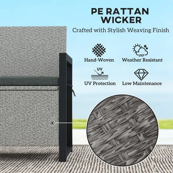 Outsunny 151.5L Storage Garden Bench, with Cushion - Grey - 5