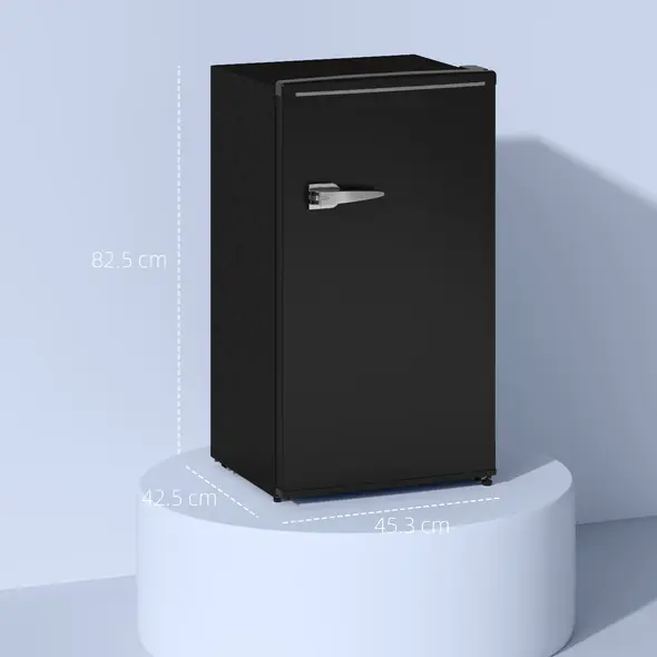 HOMCOM Under Counter Fridge, 85L Small Retro Refrigerator with Chiller Box, Adjustable Thermostat, Glass Shelves, Black - 2