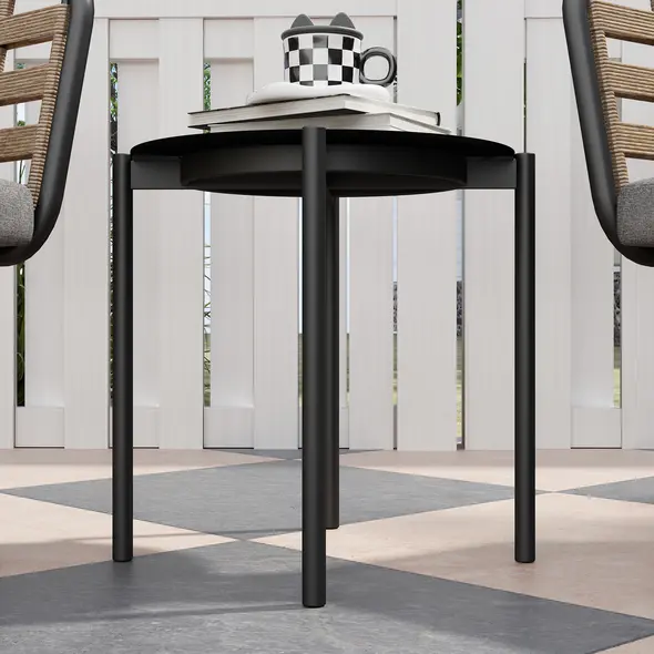 Outsunny 3 Pieces Rattan Bistro Set with Washable Seat and Back Cushions, Glass Top Coffee Table, for Outdoor, Patio, Black - 8