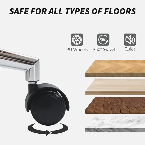 HOMCOM 91-99cm Sherpa Fleece Office Chair - Grey - 5