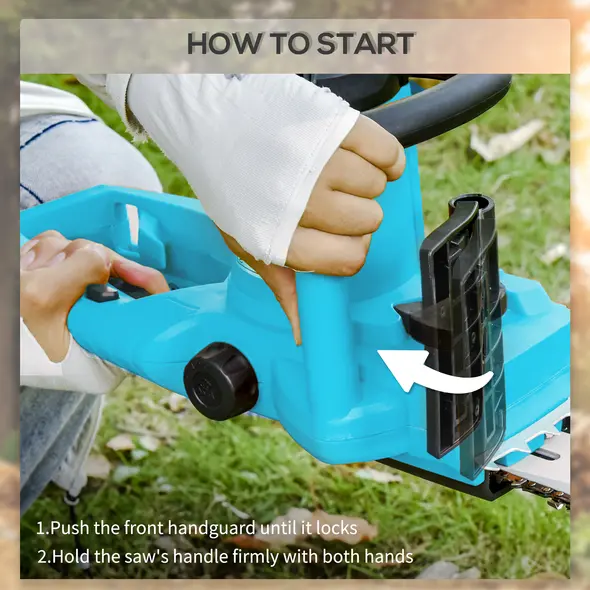 DURHAND 2000W Powerful Electric Chainsaw, 16" Aluminium Blade Portable Corded Chain Saw, 7250rpm Chain Saw for Garden Tree Pruning, 13m/s Chain Speed Auto Chain Lubrication to Cut Wood, Blue - 5