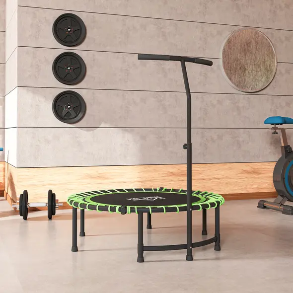 HOMCOM Mini Round Steel Frame Trampoline w/ Adjustable Handle, Green - 8