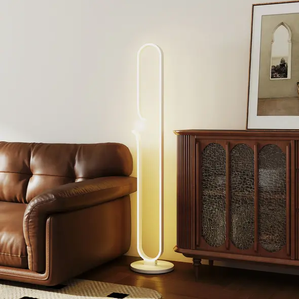 HOMCOM LED Floor Lamp, Dimmable Floor Standing Lamp with Glass Night Light, Foot Switch for Living Room, Bedroom, Office, White - 8