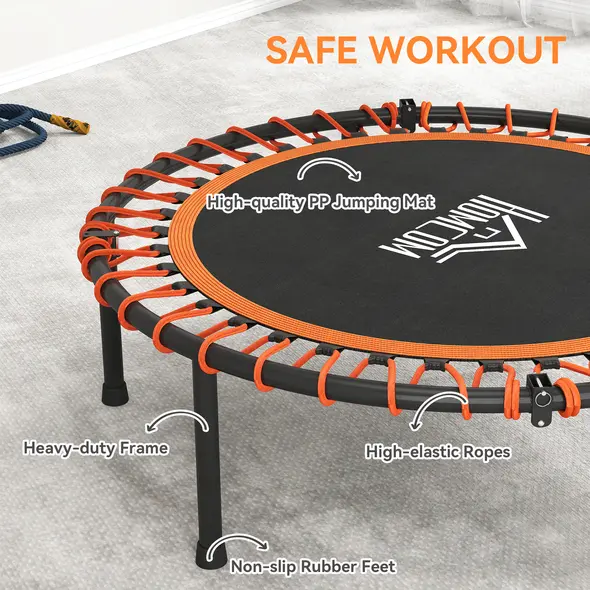 HOMCOM Mini Round Steel Frame Trampoline w/ Adjustable Handle, Orange - 5