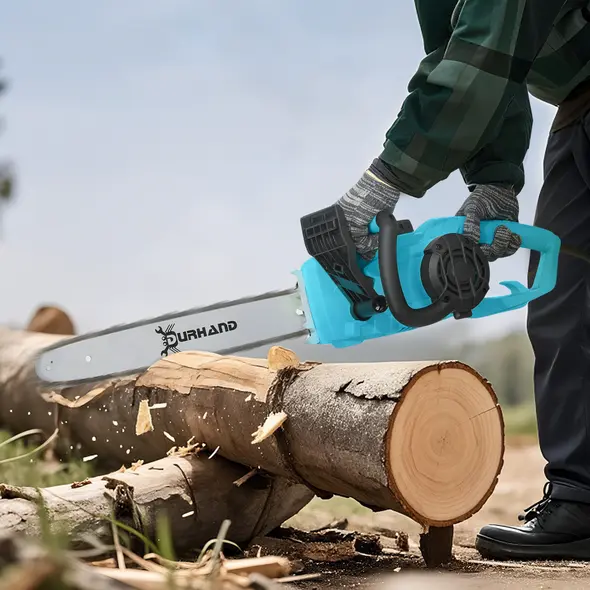 DURHAND 2000W Powerful Electric Chainsaw, 16" Aluminium Blade Portable Corded Chain Saw, 7250rpm Chain Saw for Garden Tree Pruning, 13m/s Chain Speed Auto Chain Lubrication to Cut Wood, Blue - 7