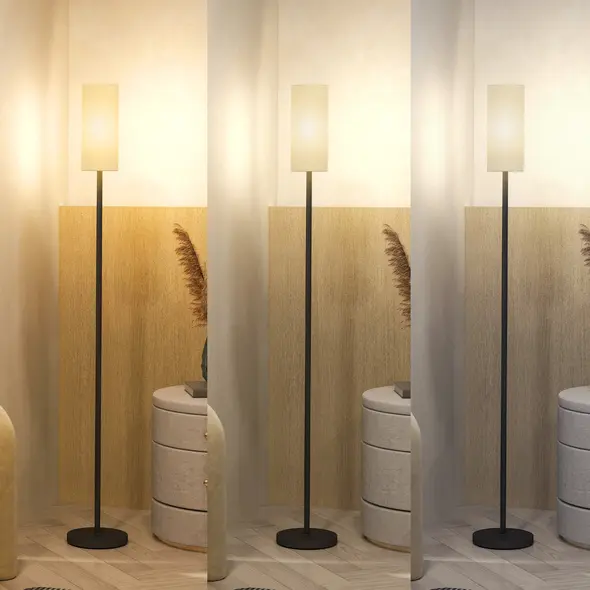 HOMCOM Floor Lamp for Living Room, Modern Standing Lamp with Linen Shade & Foot Switch, Minimalist Tall Pole Lampshade for Bedroom, Office, White - 8