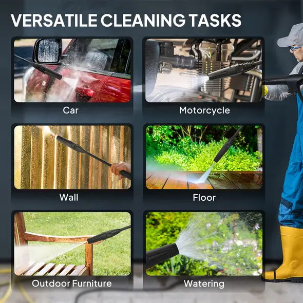 Outsunny 1600W 130-Bar Pressure Washer - Green - 8