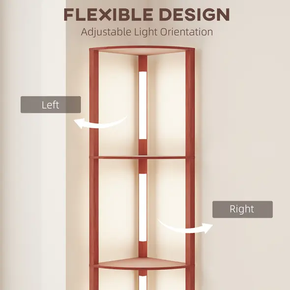 HOMCOM Corner Floor Lamp for Living Room Bedroom with Dimmable Warm White LED Light, Modern Tall Standing Lamp, Brown - 5