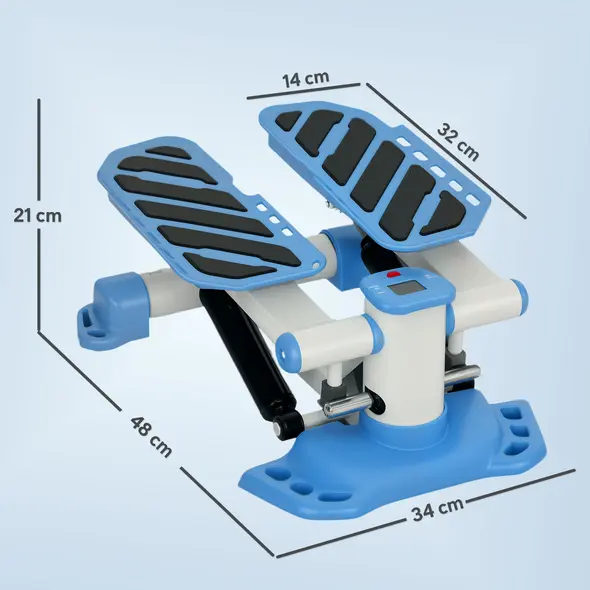 HOMCOM Portable Mini Stepper, Steppers for Exercise Workout with LCD Display Monitor, Anti-skid Foot Pedals for Home Gym Office, Blue - 2