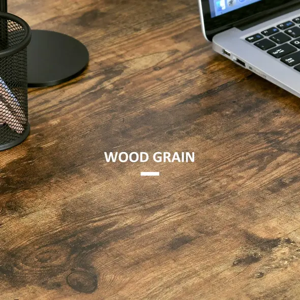 HOMCOM Industrial-Style Work Desk, with Shelves - Brown/Black - 6