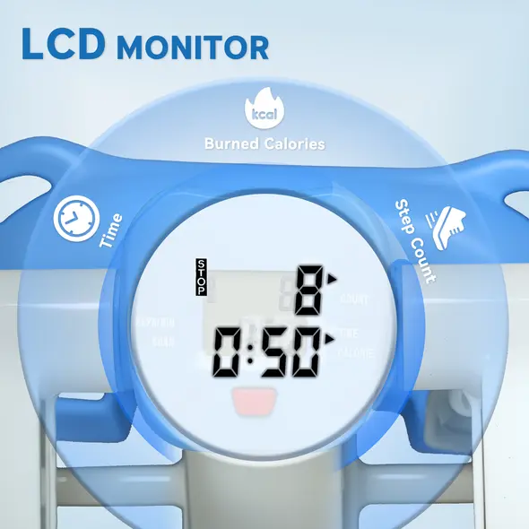 HOMCOM Portable Mini Stepper, Steppers for Exercise Workout with LCD Display Monitor, Anti-skid Foot Pedals for Home Gym Office, Blue - 3