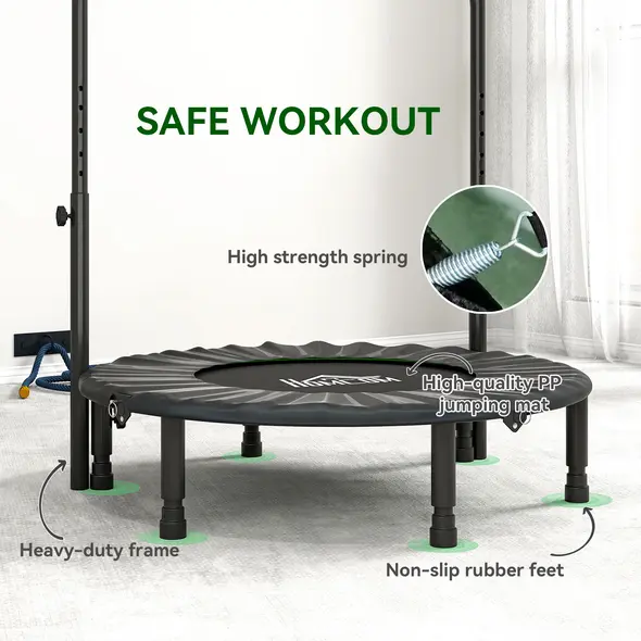 HOMCOM 40" Foldable Mini Fitness Trampoline, with Adjustable Foam Handle, Green - 5