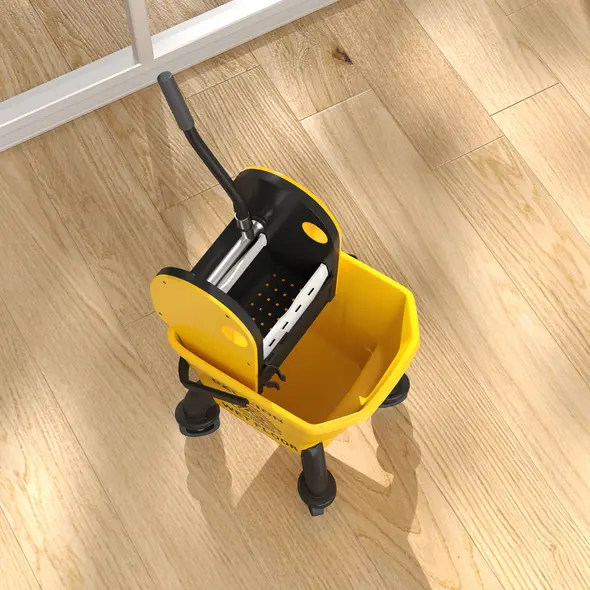 HOMCOM 26 Litre Mop Bucket, with Wringer and Mop - Yellow - 7