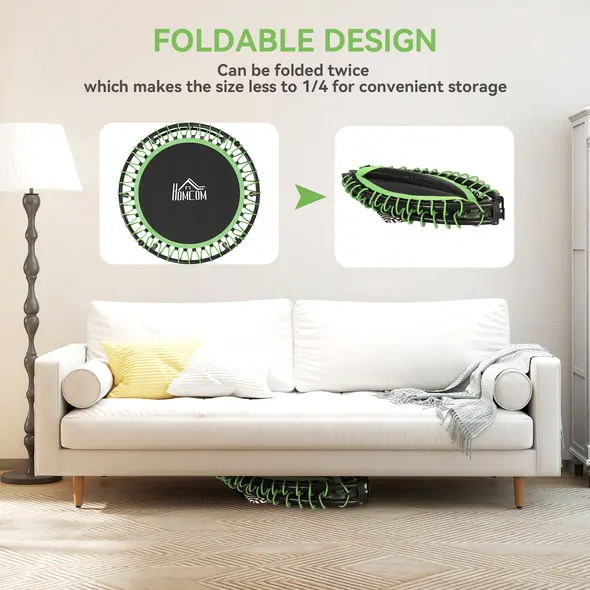 HOMCOM Mini Round Steel Frame Trampoline w/ Adjustable Handle, Green - 4