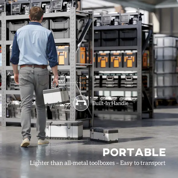 HOMCOM 3 Pieces Stainless Steel Toolbox Set, 23"/ 19"/ 16" - 5