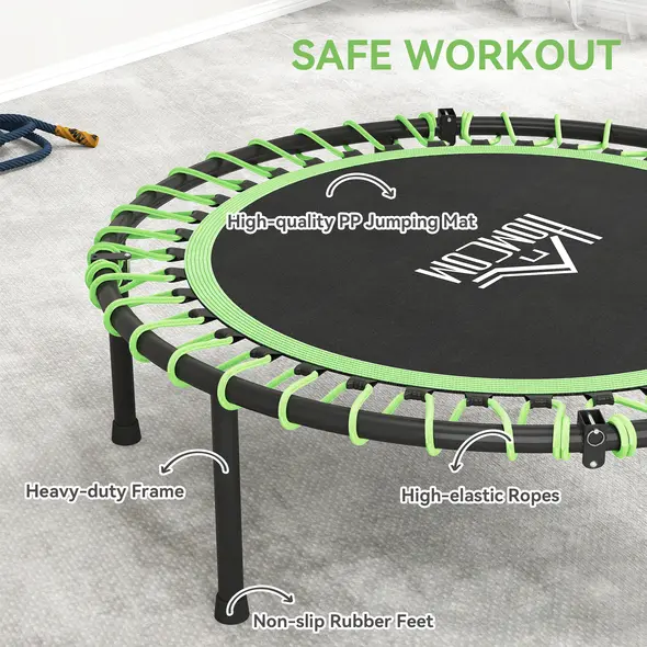 HOMCOM Mini Round Steel Frame Trampoline w/ Adjustable Handle, Green - 5