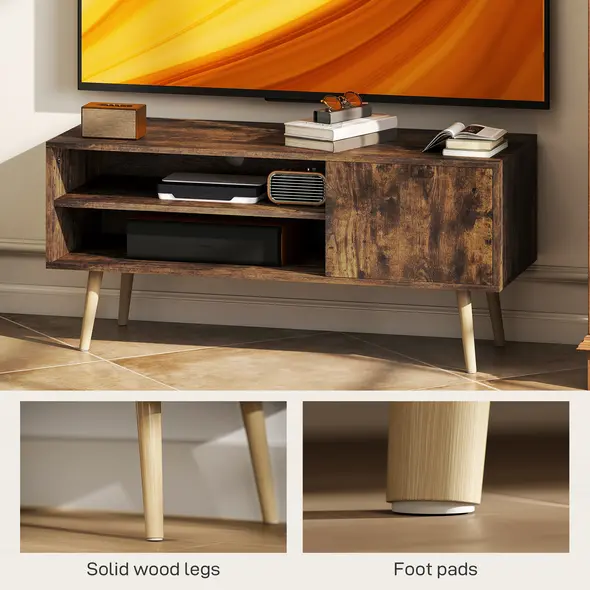 HOMCOM TV Stand up to 55 Inches, TV Unit with Open Shelves and Cable Holes - Brown - 5