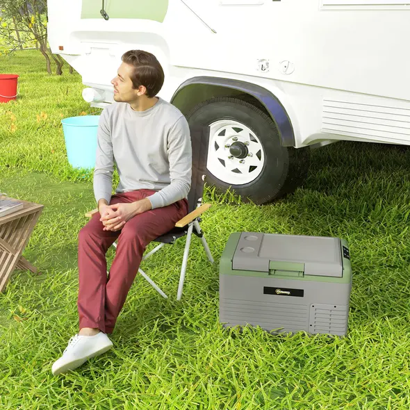 Outsunny 30L Portable Car Refrigerator - Light Green and Grey - 8