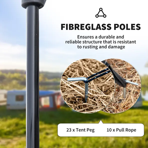 Outsunny 5-6 Man Camping Tent with 2 Room, Floor and Carry Bag - Green - 6