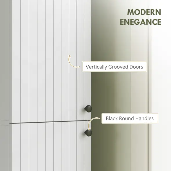 HOMCOM Wall Mounted Tall Bathroom Storage Cabinet with Soft-Close Hinges, Slim Bathroom Cabinet with 2 Doors, White - 6