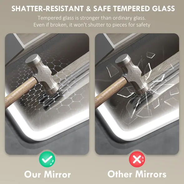 HOMCOM 80 x 60cm LED Bathroom Mirror, with Bluetooth - Silver Tone - 7