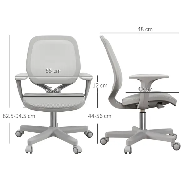Vinsetto 44-56cm Mesh Back Office Chair - Grey - 2