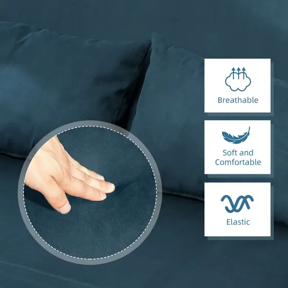 HOMCOM Two-Seater Click-Clack Sofa Bed - Navy Blue - 6