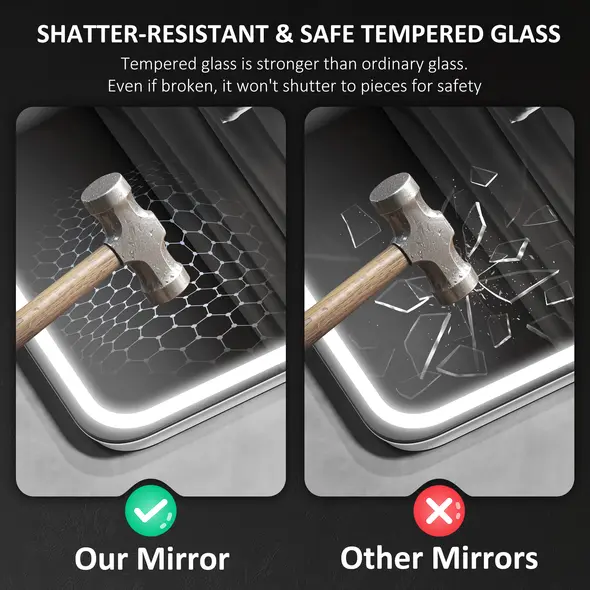 HOMCOM 80 x 60 cm Bluetooth Bathroom Mirror - Silver-Tone - 7