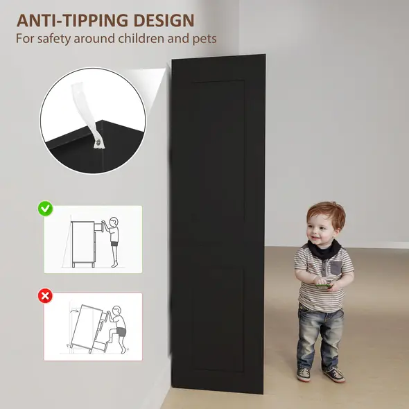 HOMCOM 2 Door Wardrobe, Modern Wardrobe with 3 Drawers and Hanging Rod for Bedroom, High Gloss White - 5