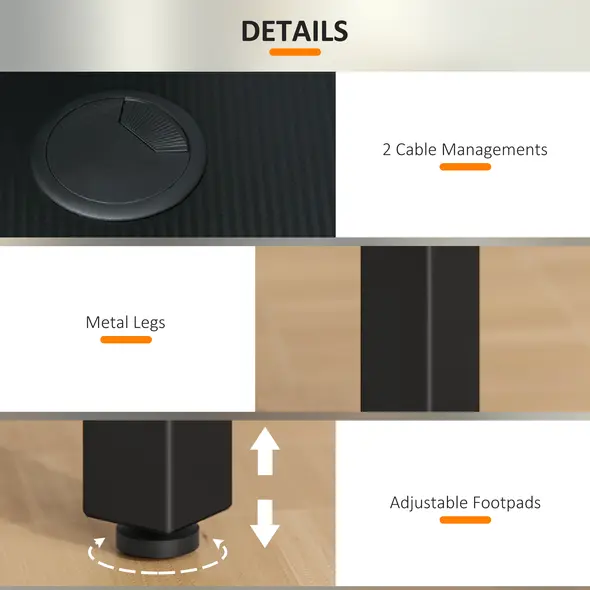 HOMCOM L-Shaped Computer Gaming Desk with Fabric Bag, Hooks and Cable Management, 145 x 81 x 76cm - Black - 5