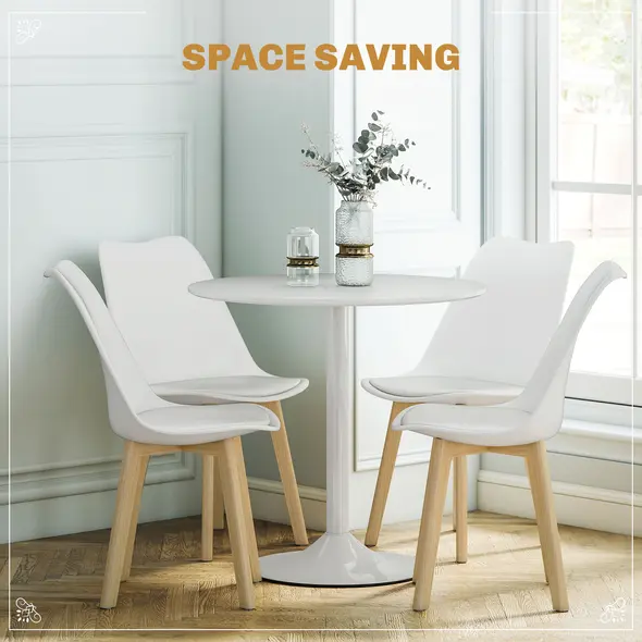 HOMCOM Five-Piece Modern Dining Set - White - 4