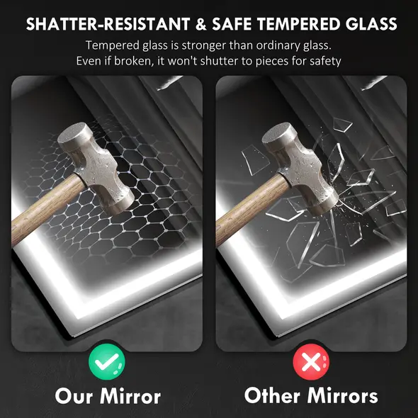 HOMCOM 50 x 70 cm Anti-Fog LED Bathroom Mirror, with Bluetooth - Silver Tone - 7