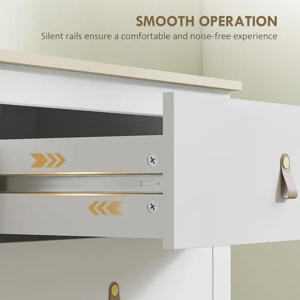 HOMCOM Bedroom Chest of Drawers, Modern 4 Drawer Dresser Cabinet with PU Leather Handles and Metal Runners for Living Room, Hallway, Entryway, 60 x 40 x 98 cm, White - 6