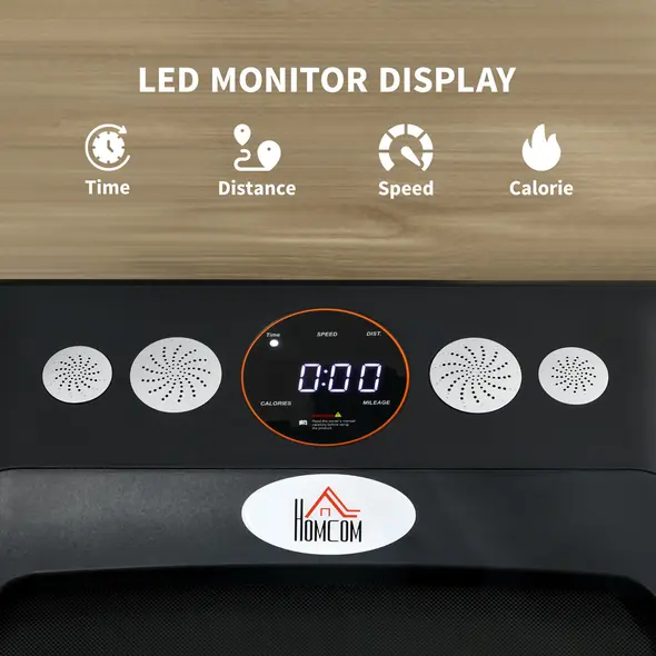 HOMCOM Foldable Walking Treadmill, with LED Display and Wheels, for Home, Office, Fitness Studio, Orange - 4