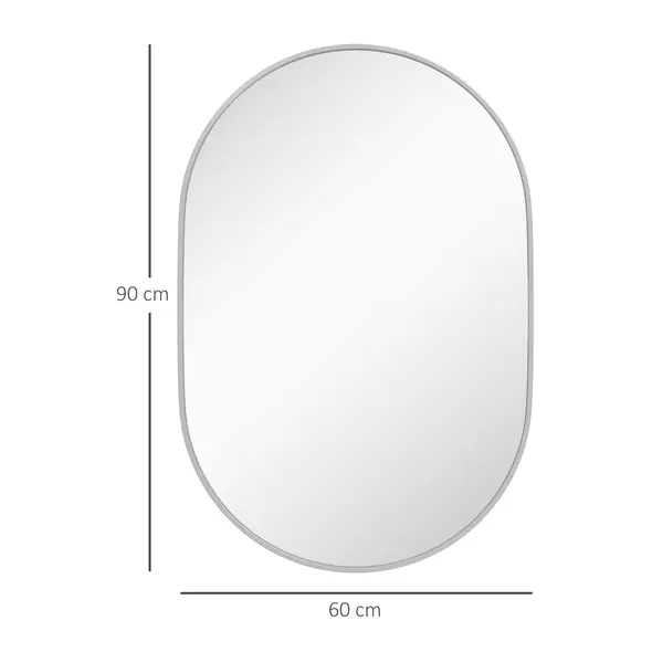 HOMCOM 60cm Round Tempered Glass Bathroom Mirror - Silver Tone - 2