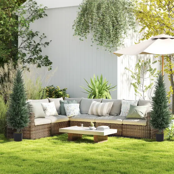 HOMCOM Set of Two Artificial Cypress Trees - Green - 6