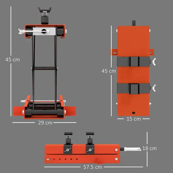 HOMCOM 500 kg Motorcycle Scissor Lift Jack, Heavy Duty Steel Adjustable Motorbike Lifting Hoist Stand with Safety Pin, Foldable Lifter for Dirt Bike Repair Maintenance, 45x15 cm Large Platform, Orange - 2