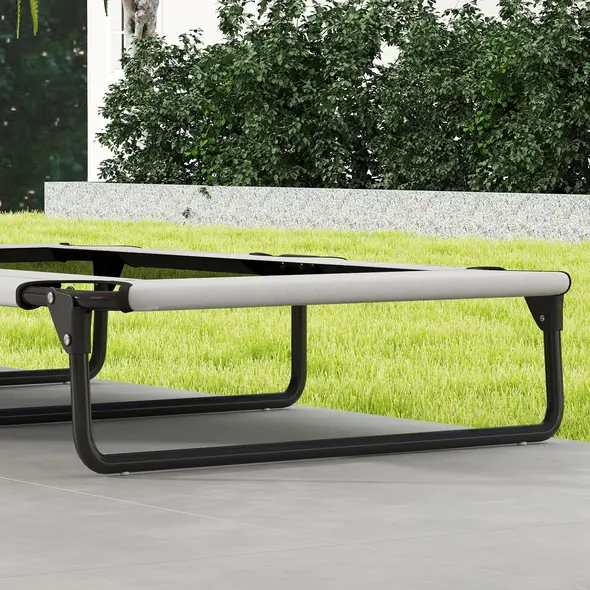 PawHut Portable Raised Dog Bed, Elevated Pet Cot with Breathable Mesh for Indoor Outdoor, for Large Dogs, Light Grey - 8