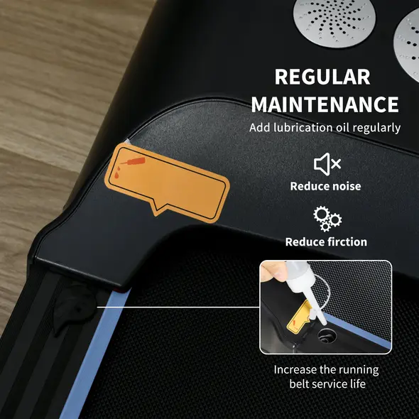 HOMCOM Foldable Walking Treadmill, with LED Display and Wheels, for Home, Office, Gym, Blue - 5