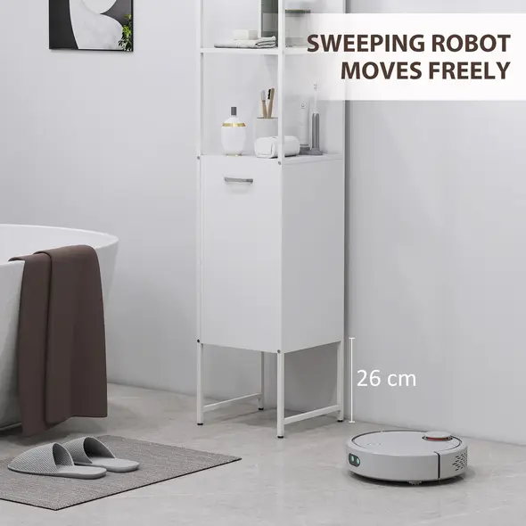 HOMCOM Tall Bathroom Cabinet with Open Shelves and Adjustable Shelf - White - 6