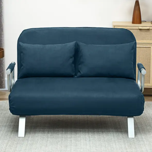 HOMCOM Two-Seater Click-Clack Sofa Bed - Navy Blue - 8