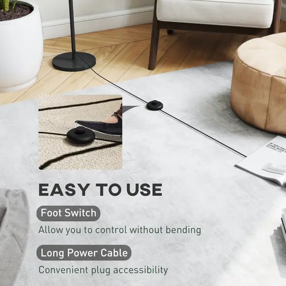 HOMCOM Floor Lamp for Living Room, 3D Printed Modern Standing Lamp with Flowing Curved Shade & Foot Switch, Minimalist Tall Pole Lampshade for Bedroom, Office, E27 Holder without Bulb (25W Max), White - 5